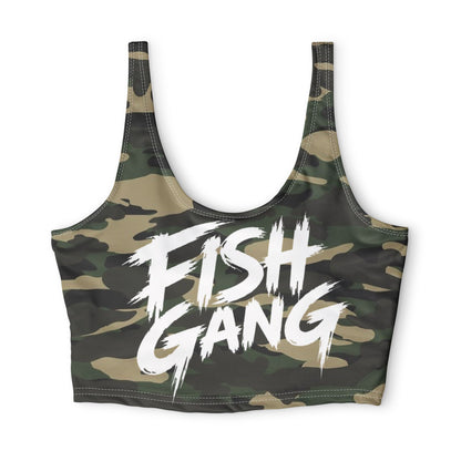 Fish Gang Green Camo Sports Bra | 100% Polyester