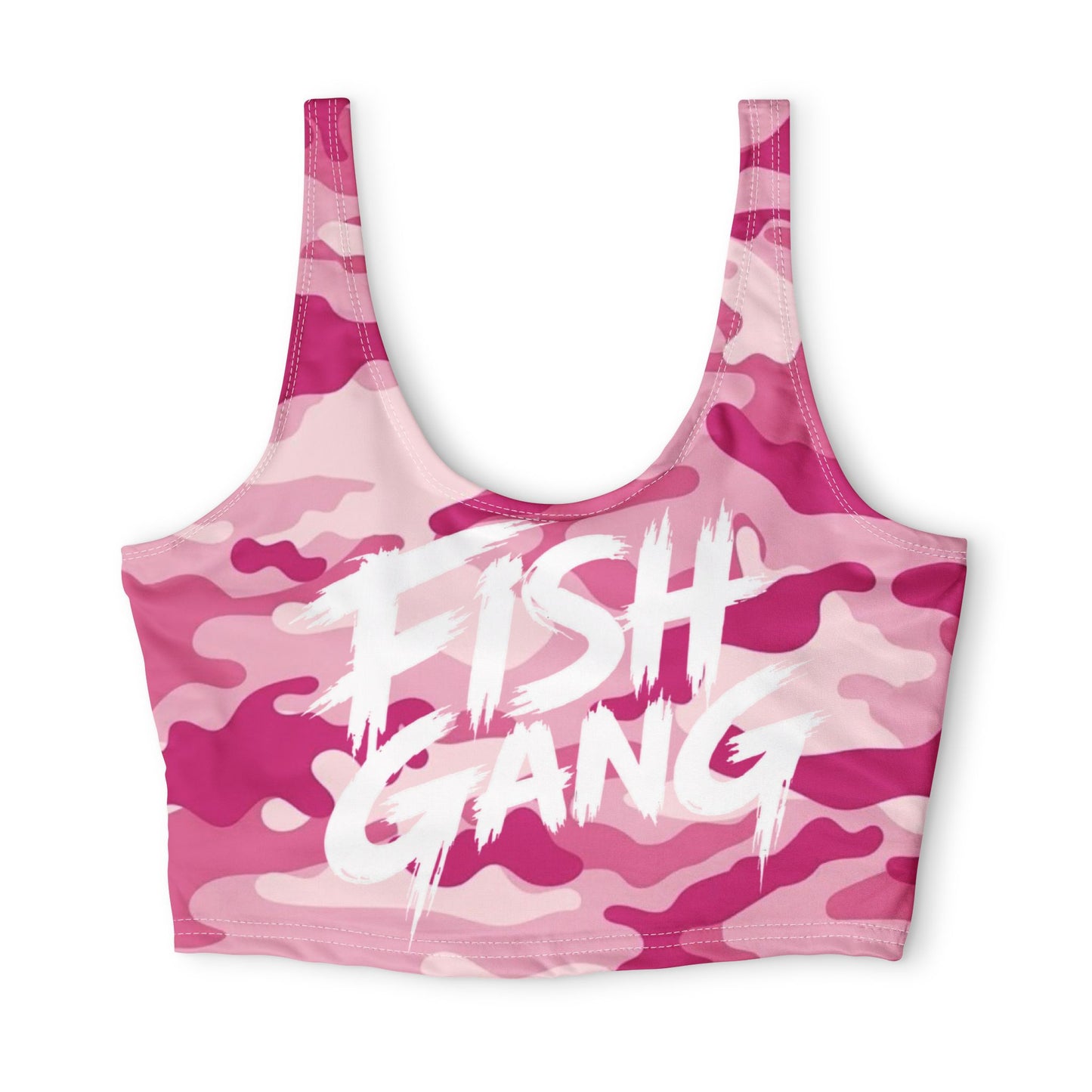 Fish Gang Pink Camo Sports Bra | 100% Polyester