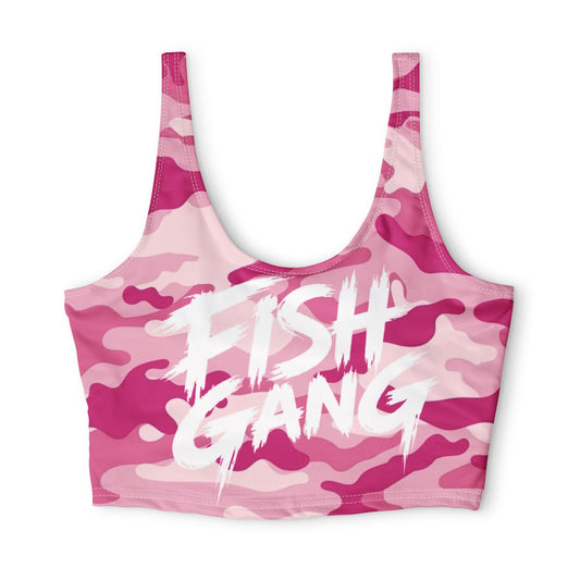 Fish Gang Pink Camo Sports Bra | 100% Polyester