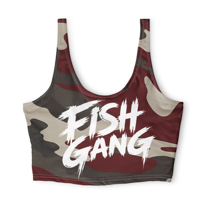 Fish Gang Red Camo Sports Bra | 100% Polyester