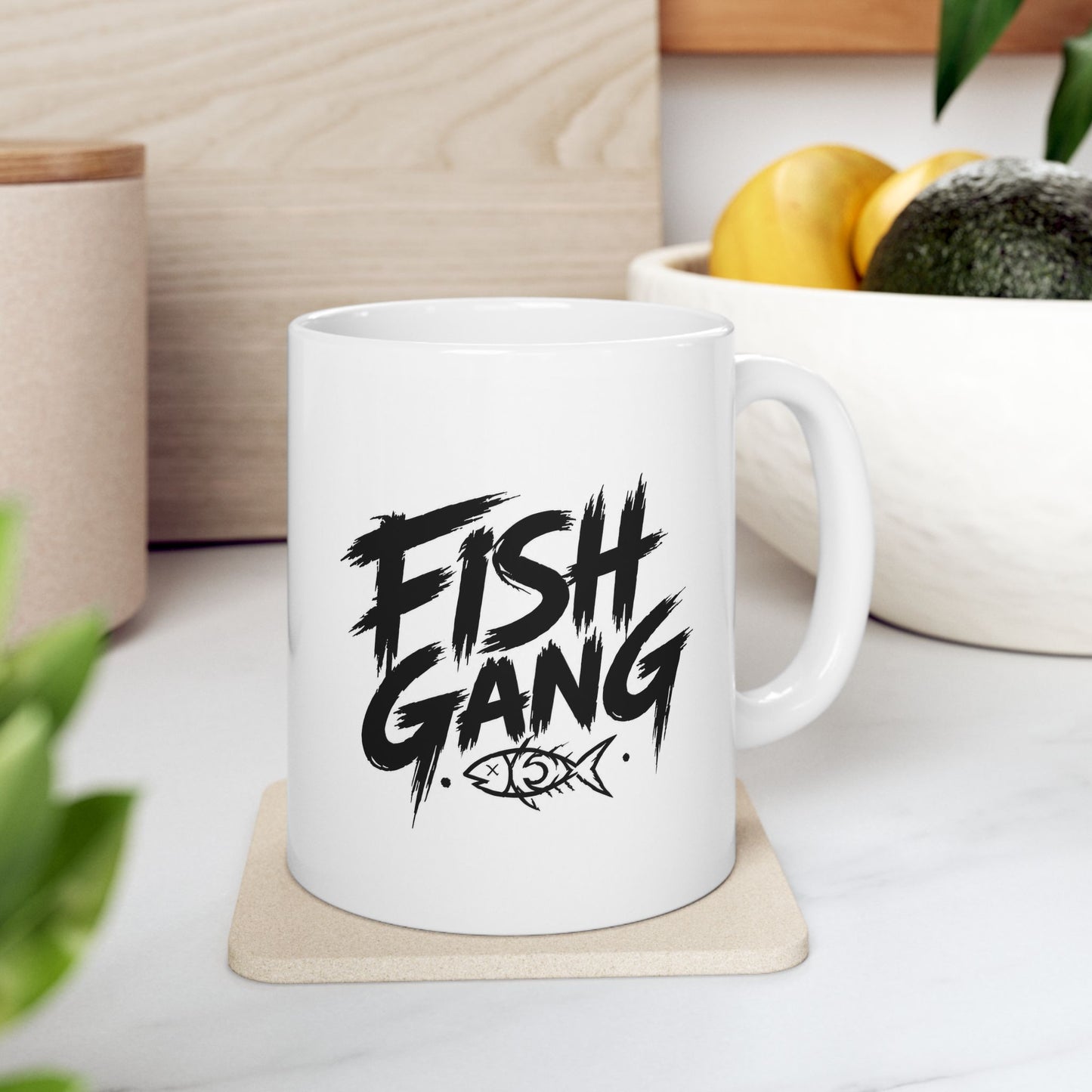 Ceramic Mug - 'Fight Gang' Bold Brush Script Coffee Cup (11oz, 15oz)