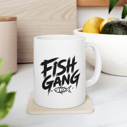 Ceramic Mug - 'Fight Gang' Bold Brush Script Coffee Cup (11oz, 15oz)