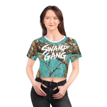 Women’s Crop Tee | Swamp Gang | Teal Mossy Oak Camo