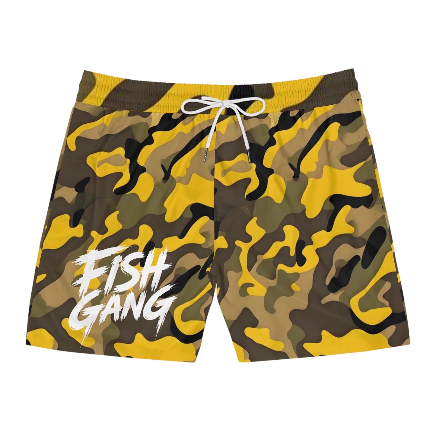 Men's Mid-Length Swim Shorts | Fish Gang | Yellow Camo