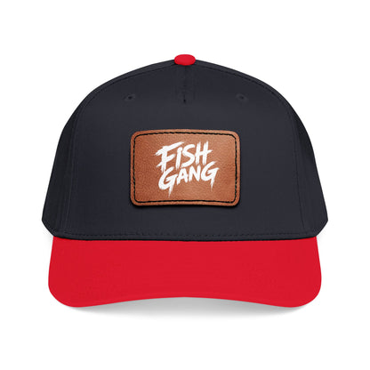 Mid Profile Baseball Cap with Leather Patch (Fish Gang)