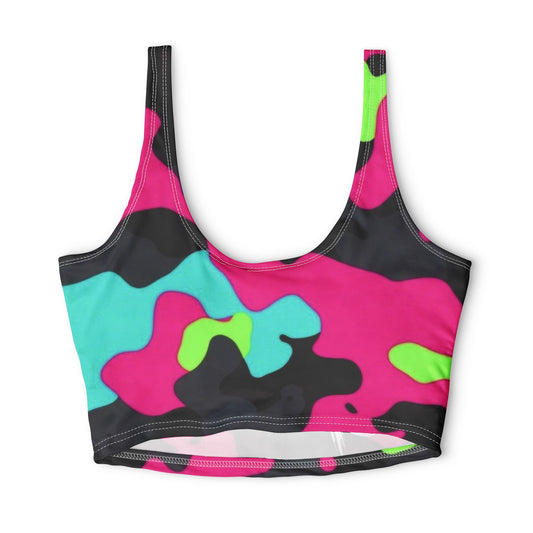 Fish Gang Neon Camo Sports Bra | 100% Polyester