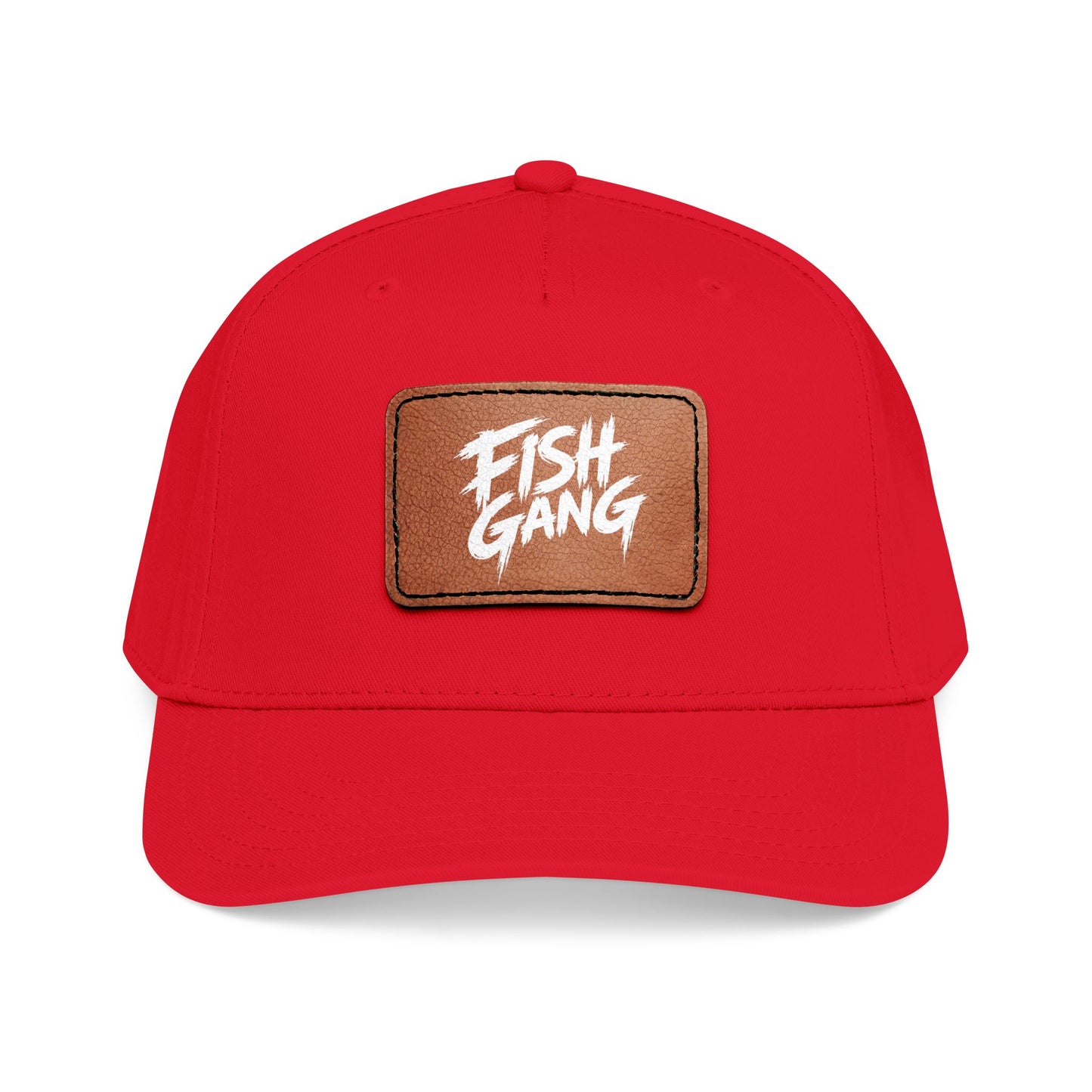 Mid Profile Baseball Cap with Leather Patch (Fish Gang)