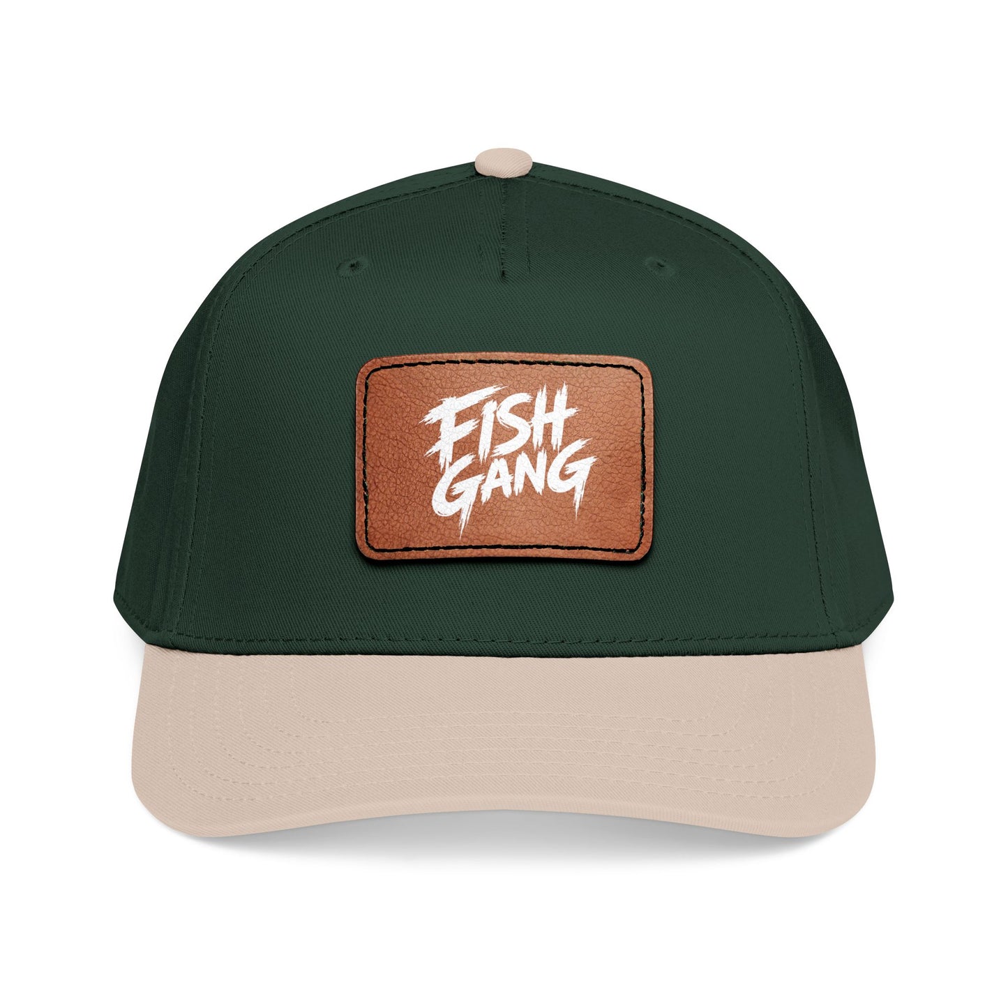 Mid Profile Baseball Cap with Leather Patch (Fish Gang)