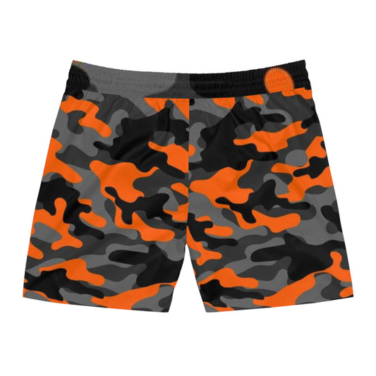 Men's Mid-Length Swim Shorts | Fish Gang | Orange Camo