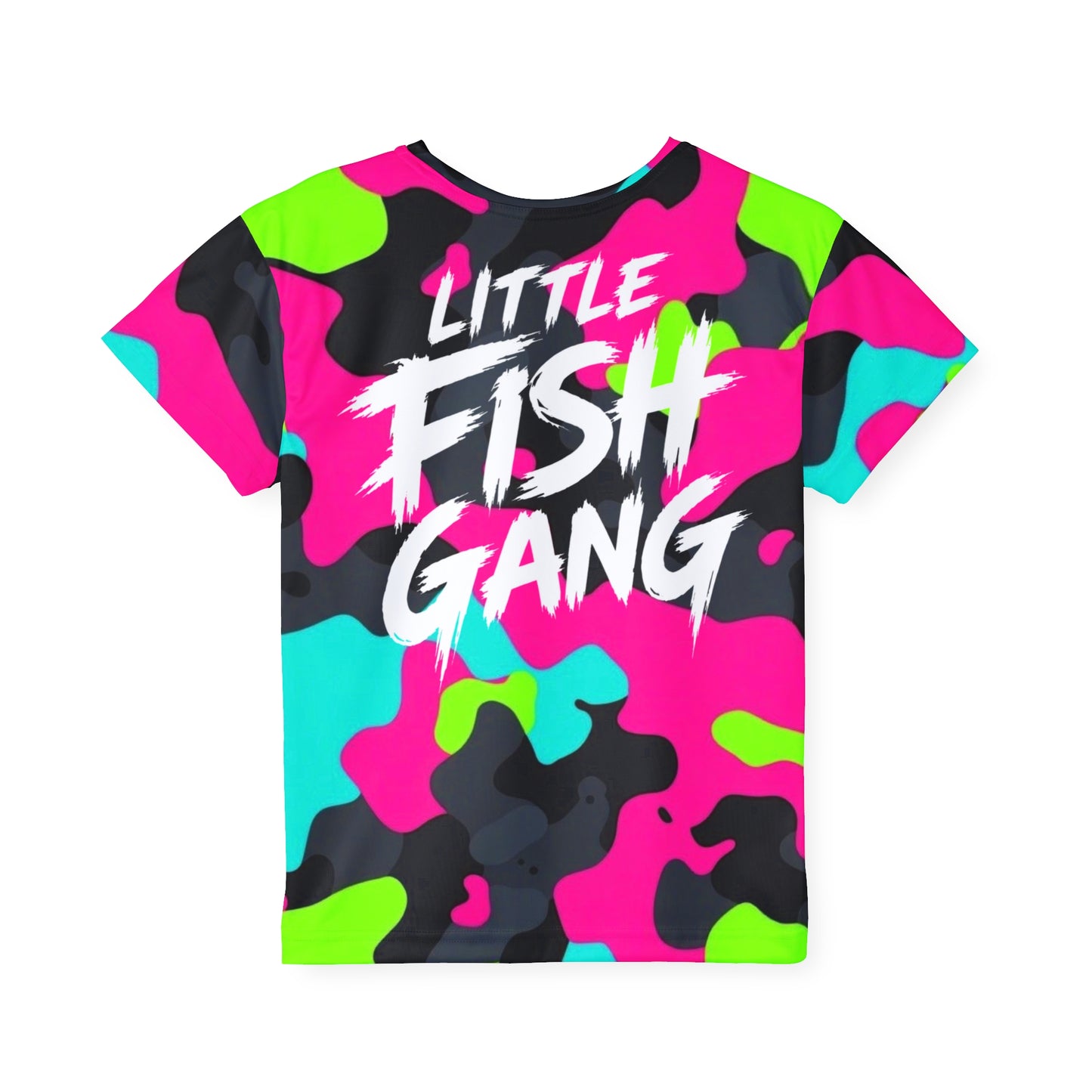 Kids Long Sleeve 100% Polyester Shirt | Little Fish Gang | Neon Mix