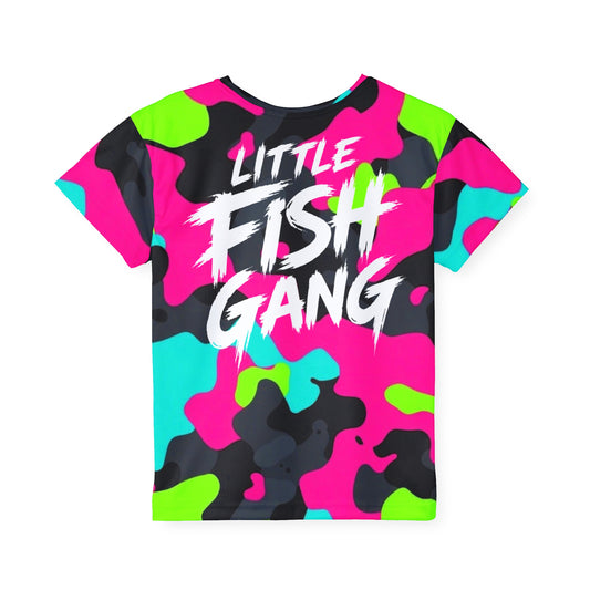 Kids Long Sleeve 100% Polyester Shirt | Little Fish Gang | Neon Mix