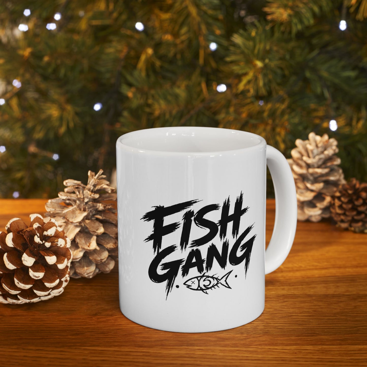 Ceramic Mug - 'Fight Gang' Bold Brush Script Coffee Cup (11oz, 15oz)