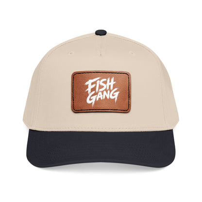 Mid Profile Baseball Cap with Leather Patch (Fish Gang)