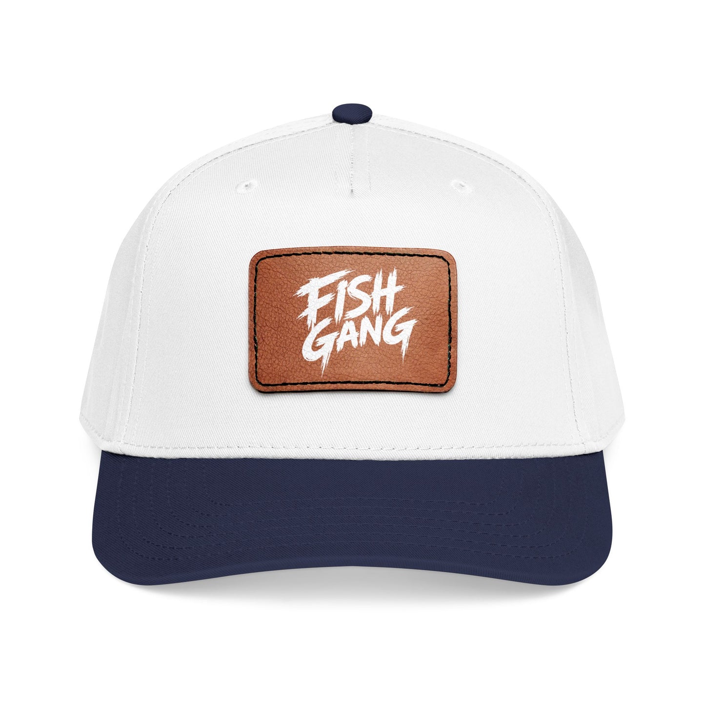 Mid Profile Baseball Cap with Leather Patch (Fish Gang)