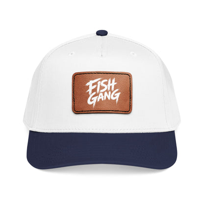 Mid Profile Baseball Cap with Leather Patch (Fish Gang)
