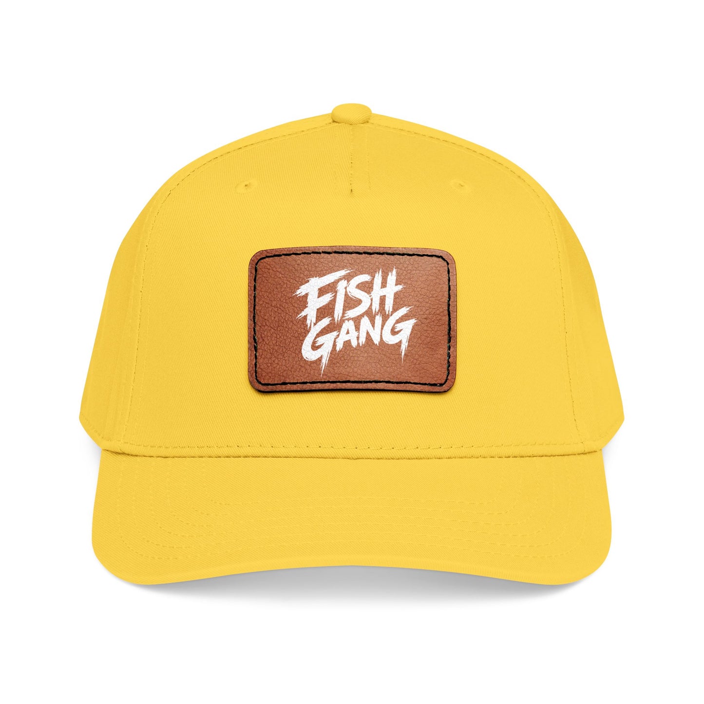 Mid Profile Baseball Cap with Leather Patch (Fish Gang)