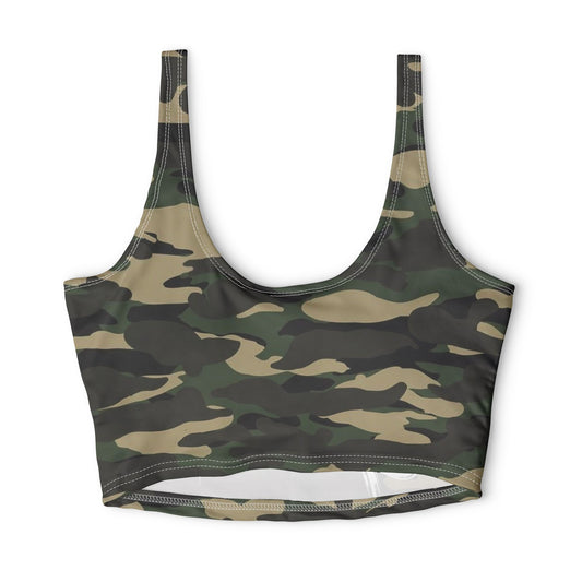 Fish Gang Green Camo Sports Bra | 100% Polyester