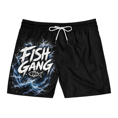 Men's Mid-Length Swim Shorts | Fish Gang | Blue Design