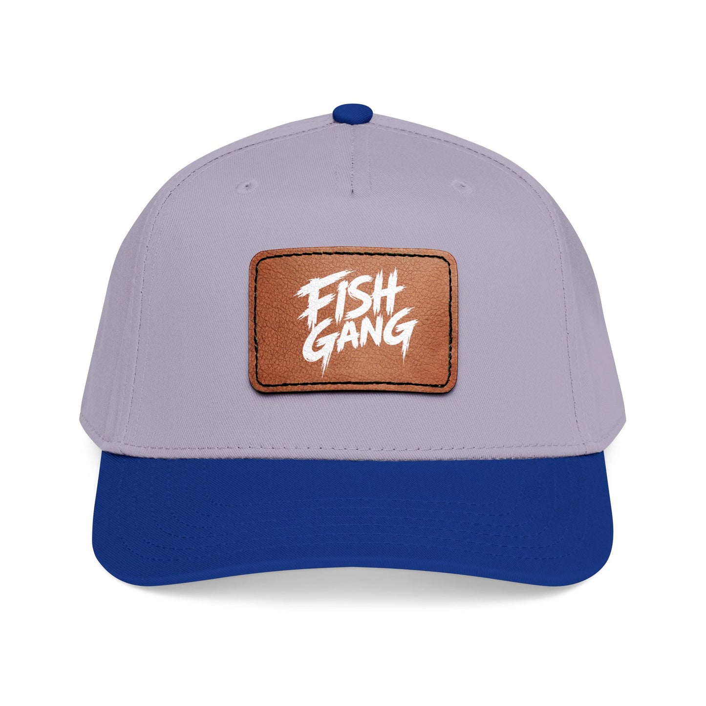 Mid Profile Baseball Cap with Leather Patch (Fish Gang)