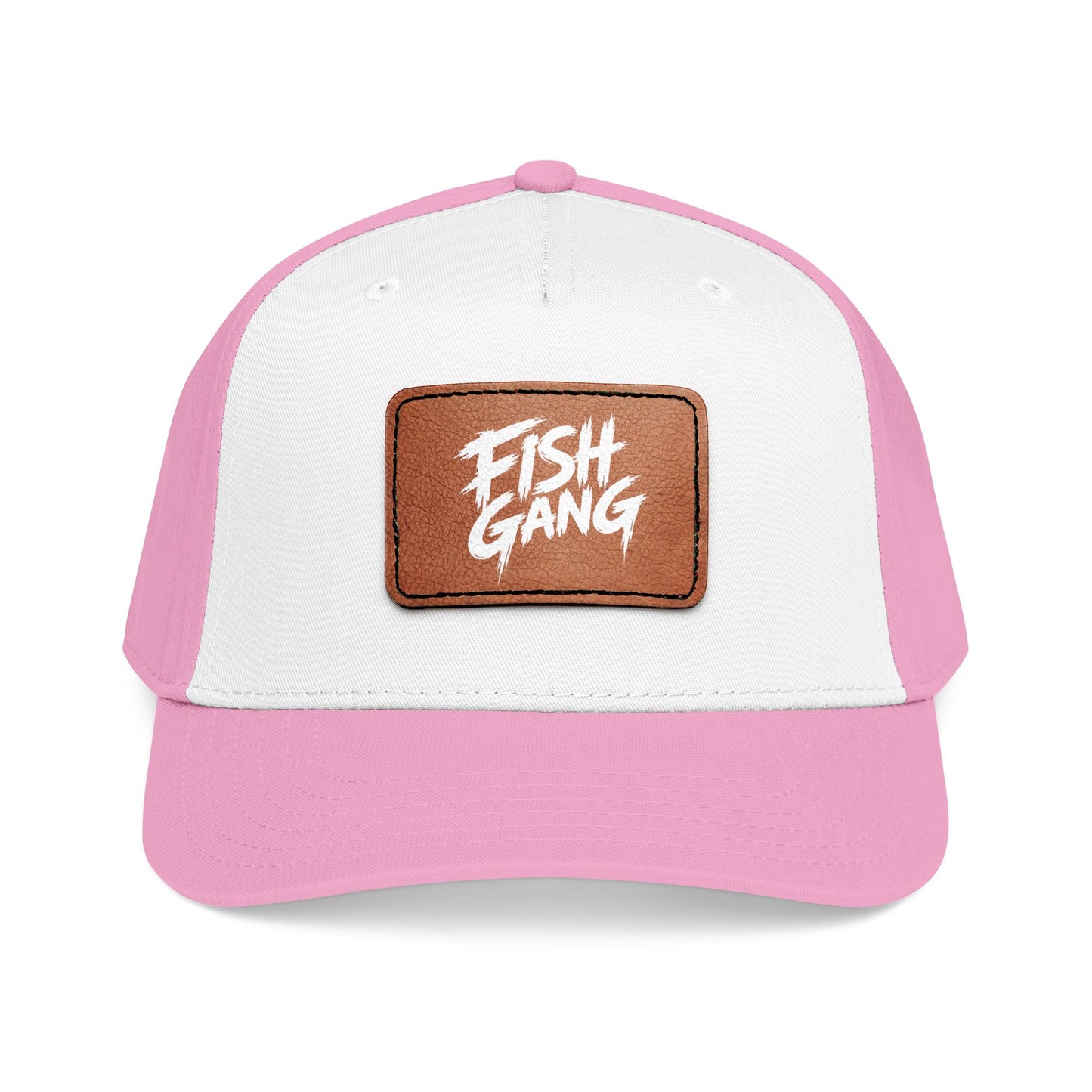 Mid Profile Baseball Cap with Leather Patch (Fish Gang)