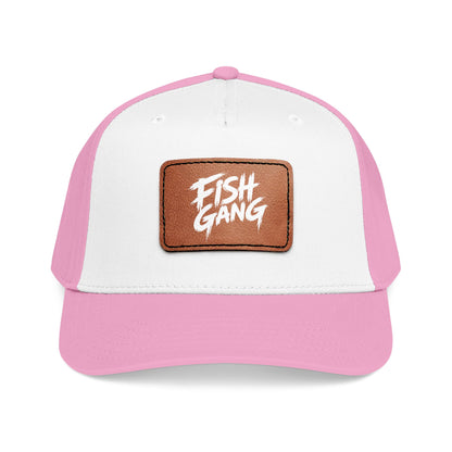 Mid Profile Baseball Cap with Leather Patch (Fish Gang)
