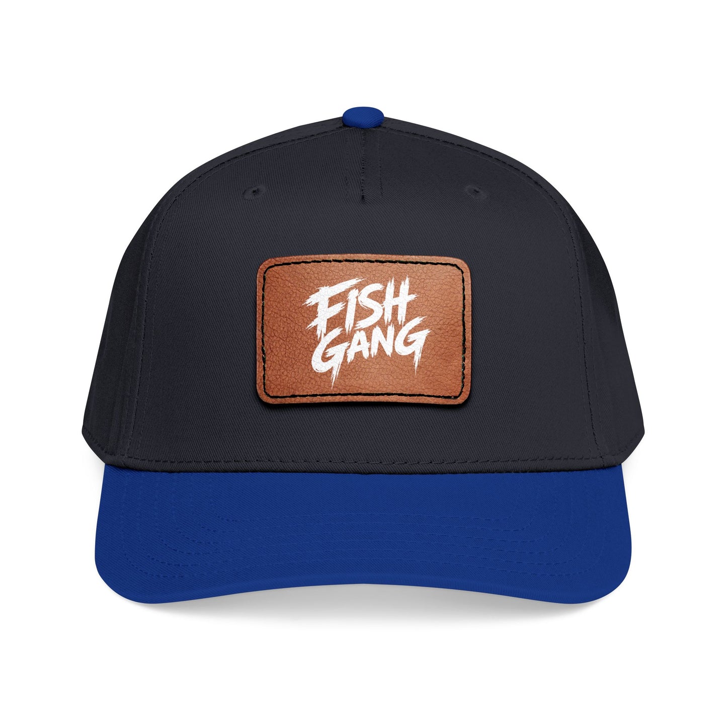 Mid Profile Baseball Cap with Leather Patch (Fish Gang)