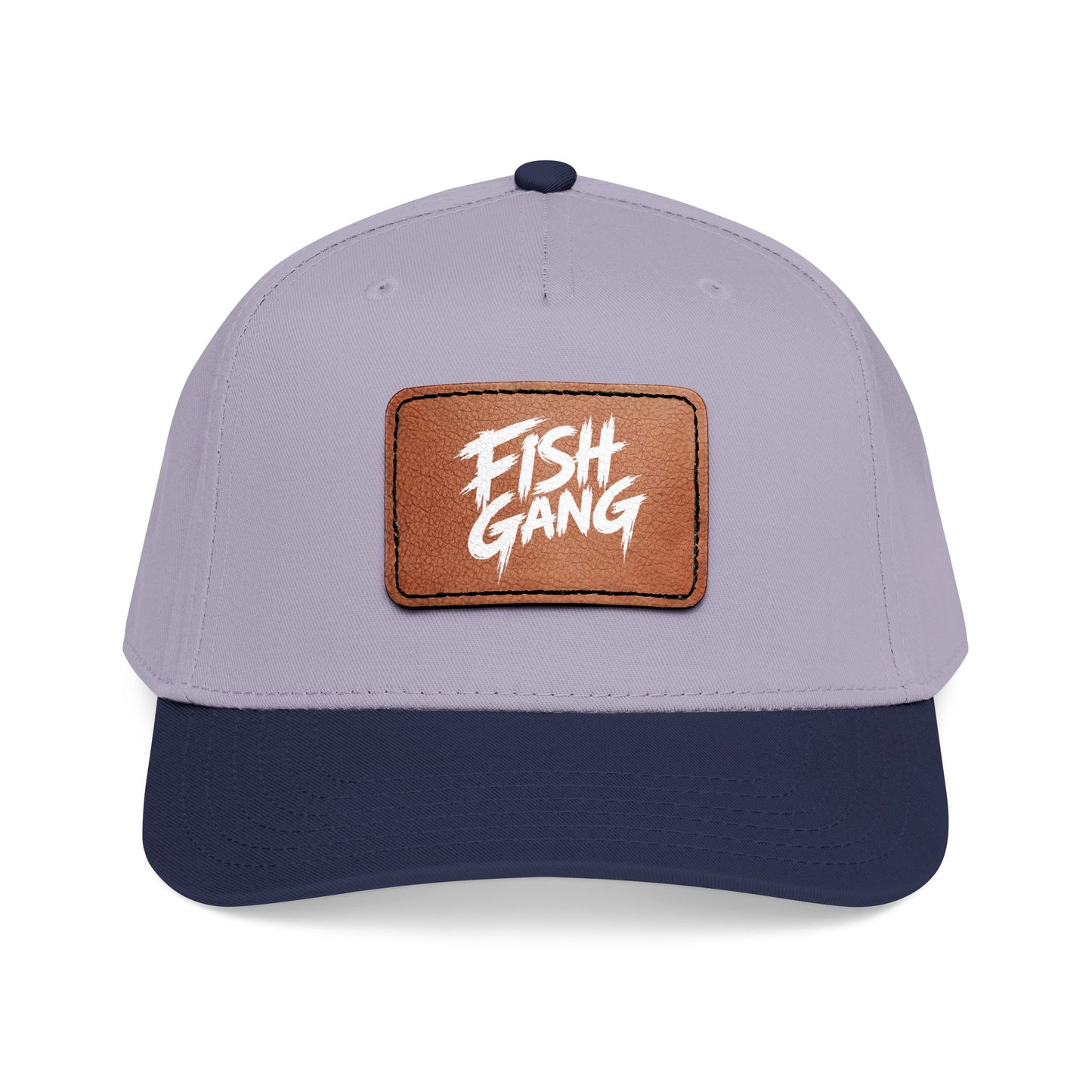 Mid Profile Baseball Cap with Leather Patch (Fish Gang)