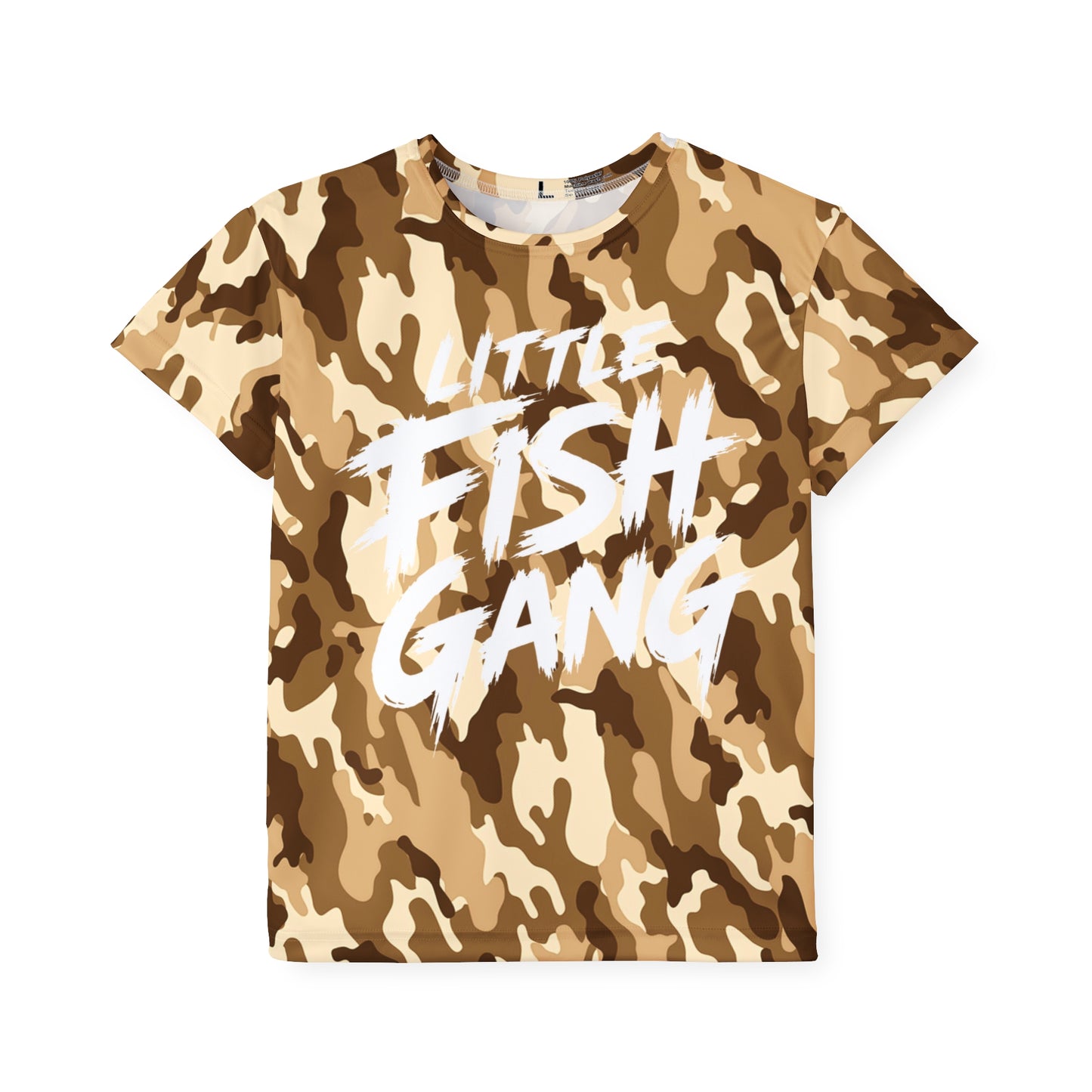 Kids Long Sleeve 100 % Polyester Shirt | Little Fish Gang | Desert Camo