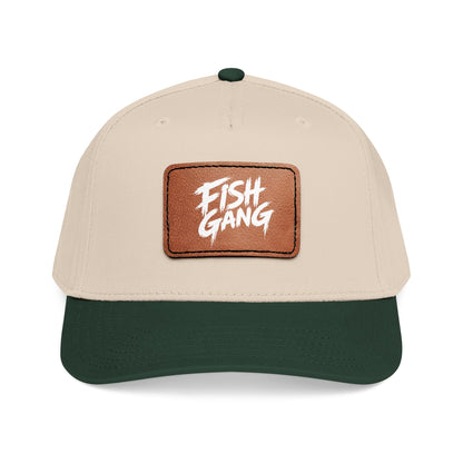 Mid Profile Baseball Cap with Leather Patch (Fish Gang)