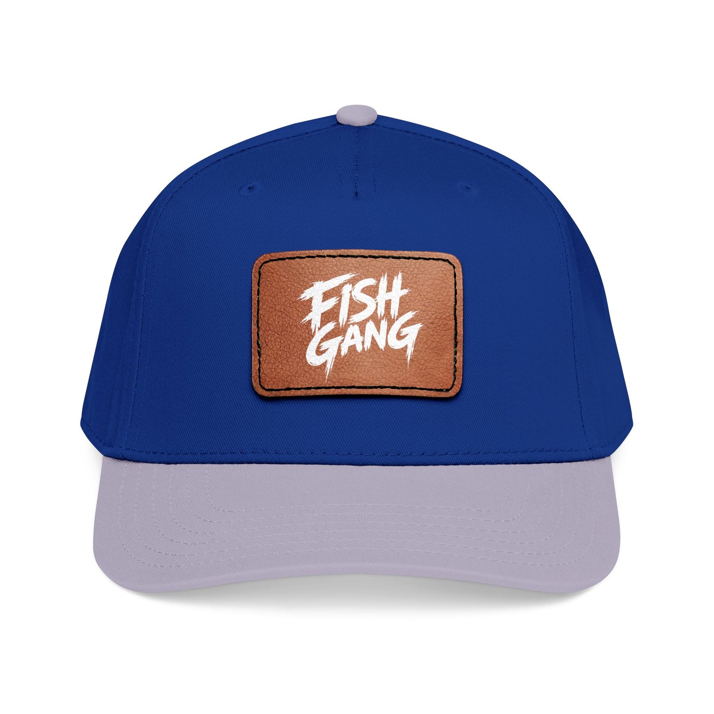 Mid Profile Baseball Cap with Leather Patch (Fish Gang)
