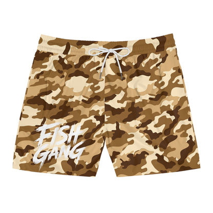 Men's Mid-Length Swim Shorts | Fish Gang | Desert Camo