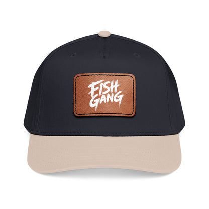 Mid Profile Baseball Cap with Leather Patch (Fish Gang)