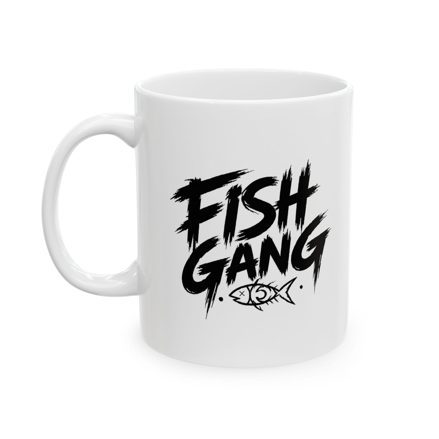 Ceramic Mug - 'Fight Gang' Bold Brush Script Coffee Cup (11oz, 15oz)