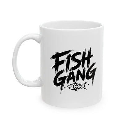 Ceramic Mug - 'Fight Gang' Bold Brush Script Coffee Cup (11oz, 15oz)