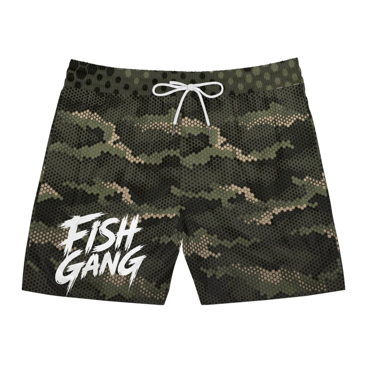 Men's Mid-Length Swim Shorts | Fish Gang | Green Camo