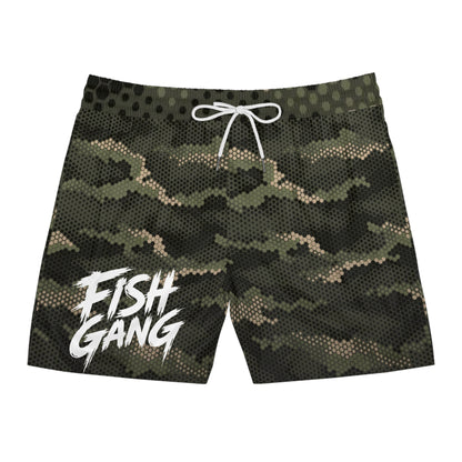 Men's Mid-Length Swim Shorts | Fish Gang | Green Camo