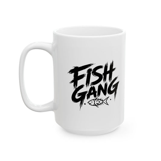 Ceramic Mug - 'Fight Gang' Bold Brush Script Coffee Cup (11oz, 15oz)