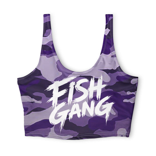 Fish Gang Purple Camo Sports Bra | 100% Polyester