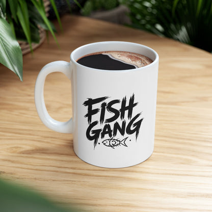 Ceramic Mug - 'Fight Gang' Bold Brush Script Coffee Cup (11oz, 15oz)