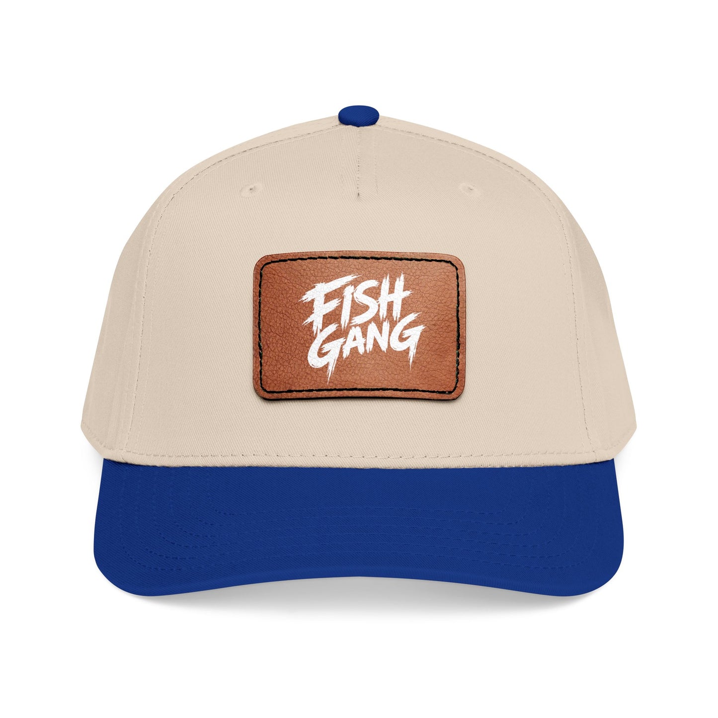 Mid Profile Baseball Cap with Leather Patch (Fish Gang)