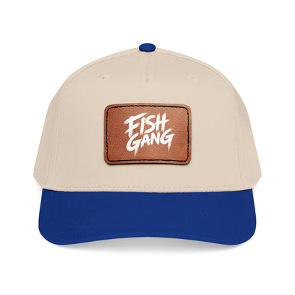 Mid Profile Baseball Cap with Leather Patch (Fish Gang)