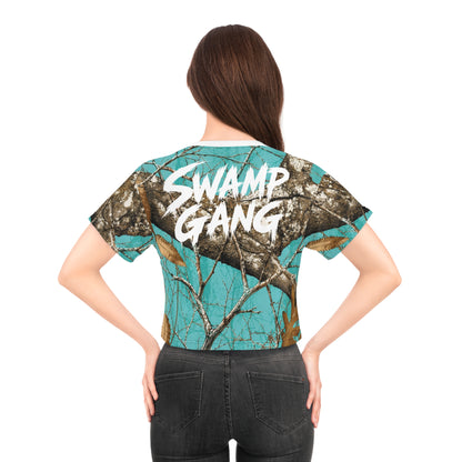 Women’s Crop Tee | Swamp Gang | Teal Mossy Oak Camo