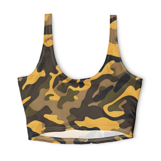 Fish Gang Yellow Camo Sports Bra | 100 % Polyester