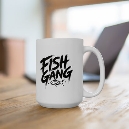 Ceramic Mug - 'Fight Gang' Bold Brush Script Coffee Cup (11oz, 15oz)