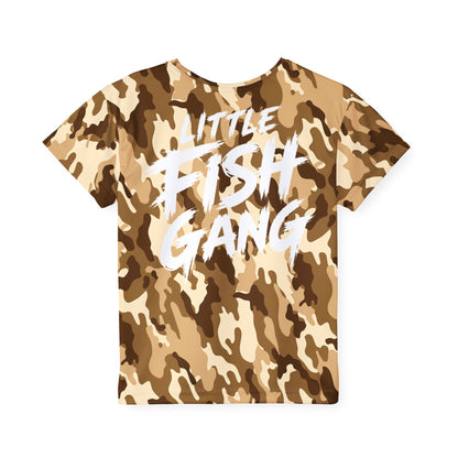 Kids Long Sleeve 100 % Polyester Shirt | Little Fish Gang | Desert Camo