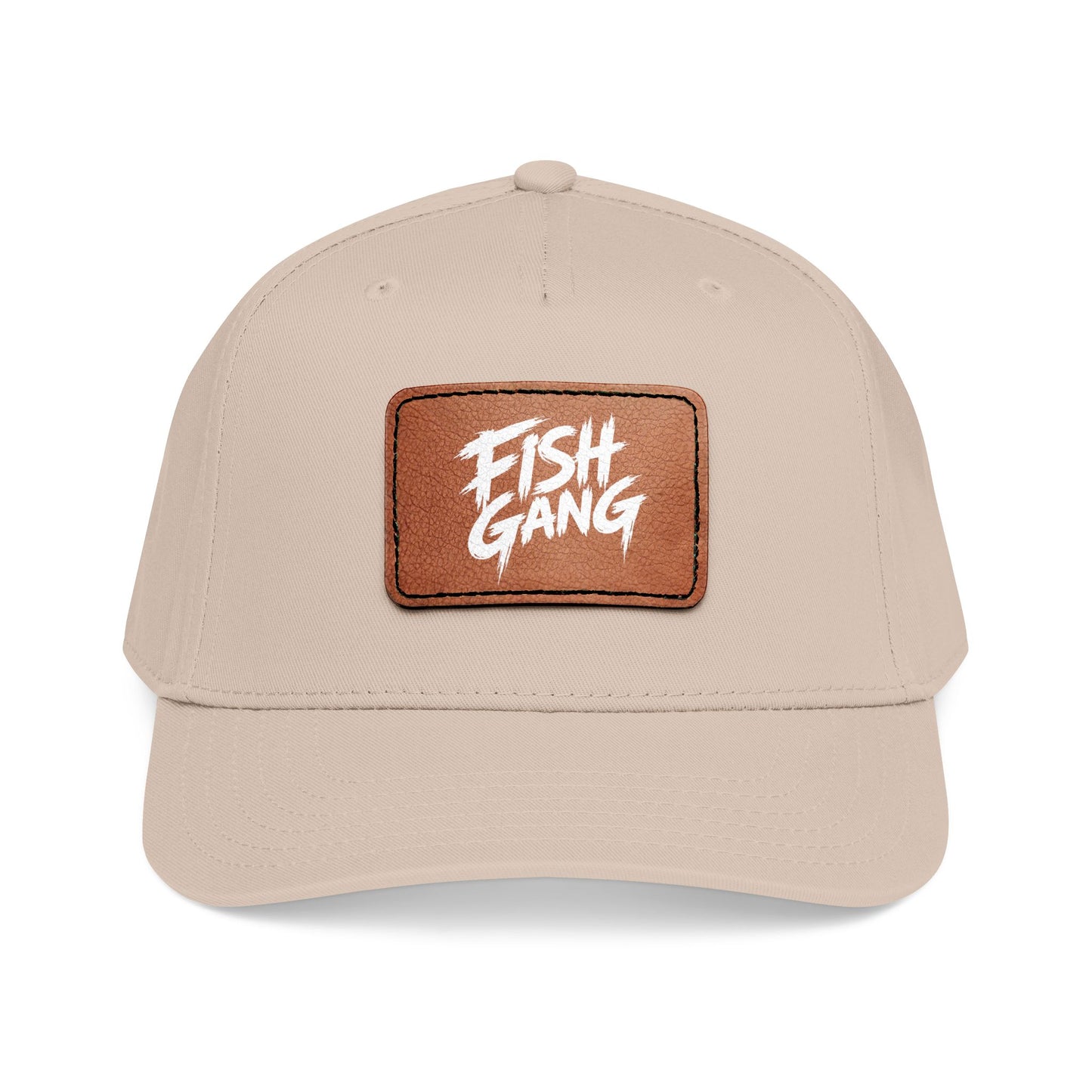 Mid Profile Baseball Cap with Leather Patch (Fish Gang)