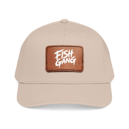 Mid Profile Baseball Cap with Leather Patch (Fish Gang)