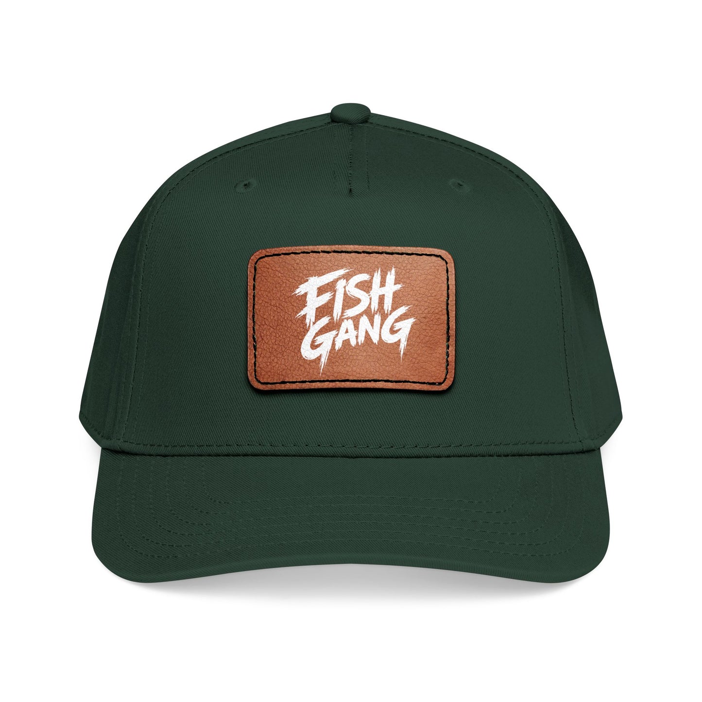 Mid Profile Baseball Cap with Leather Patch (Fish Gang)