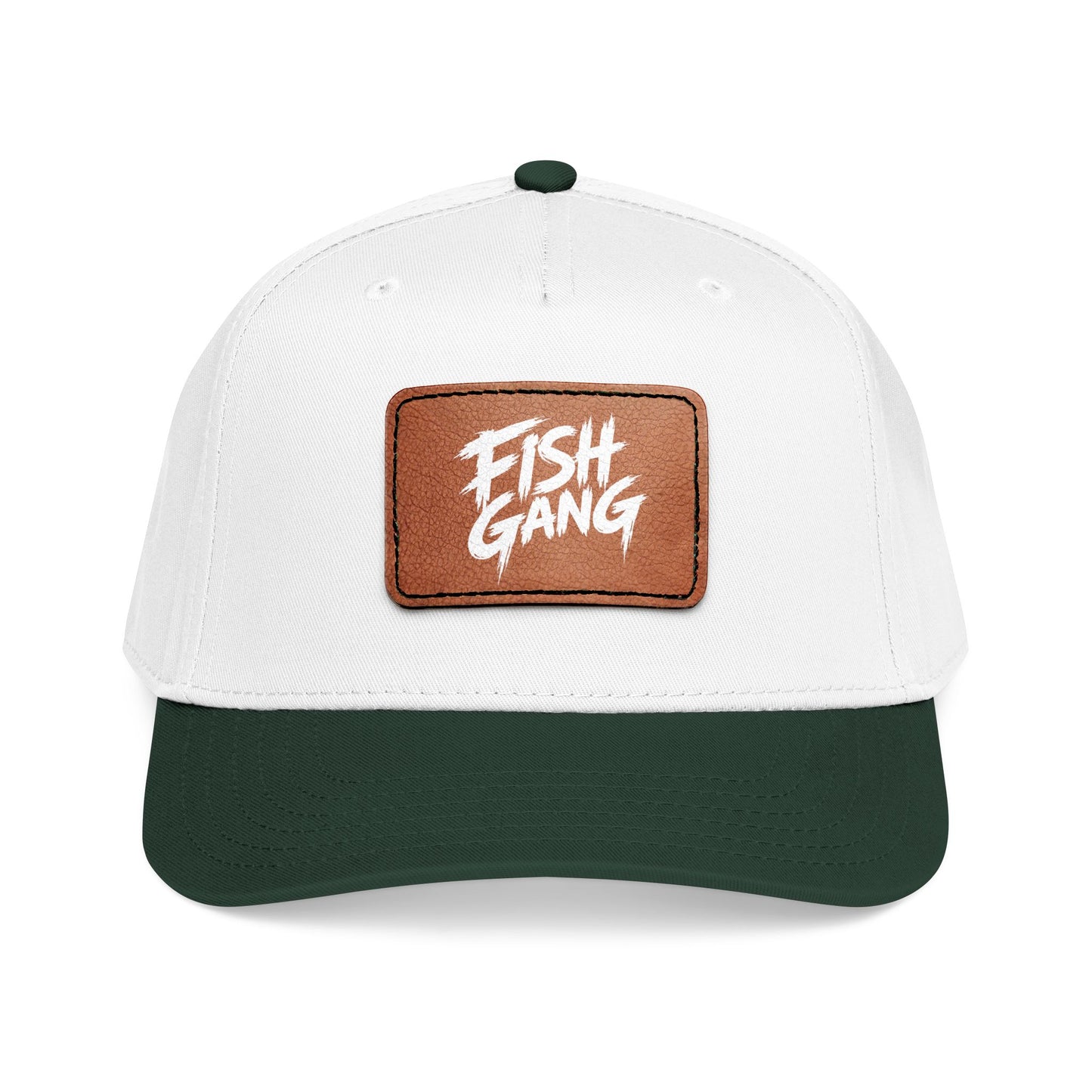 Mid Profile Baseball Cap with Leather Patch (Fish Gang)