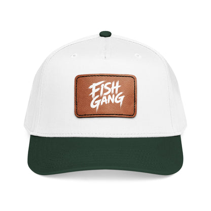 Mid Profile Baseball Cap with Leather Patch (Fish Gang)